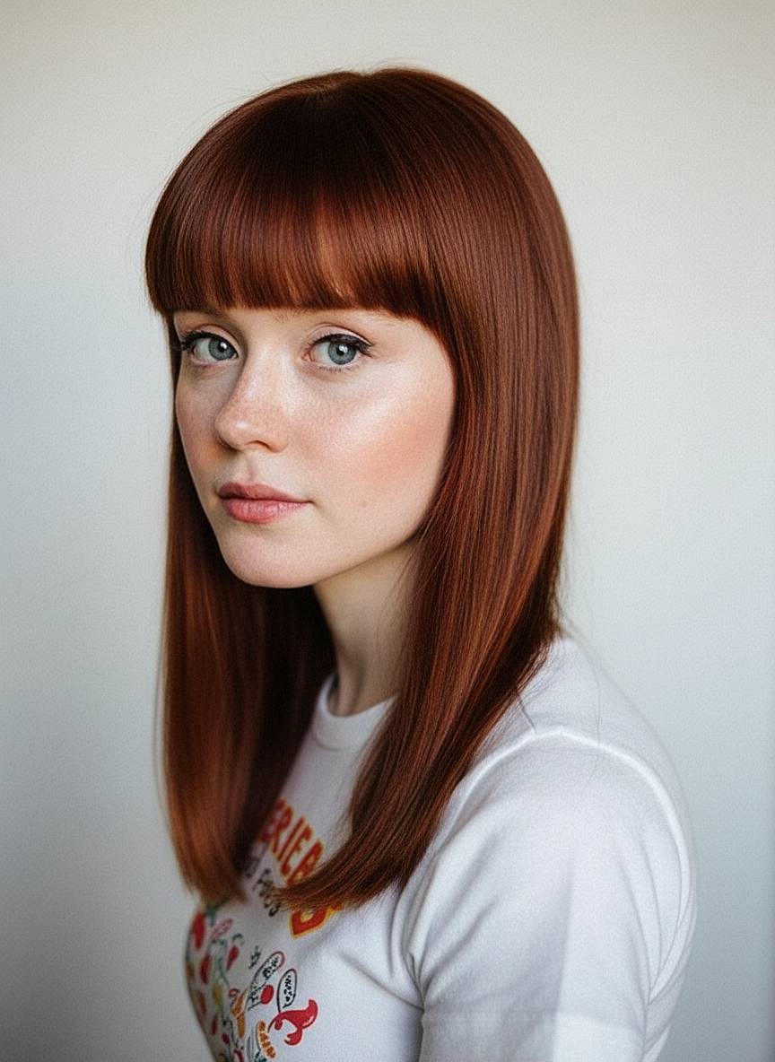 Cabello lacio con flequillo recto